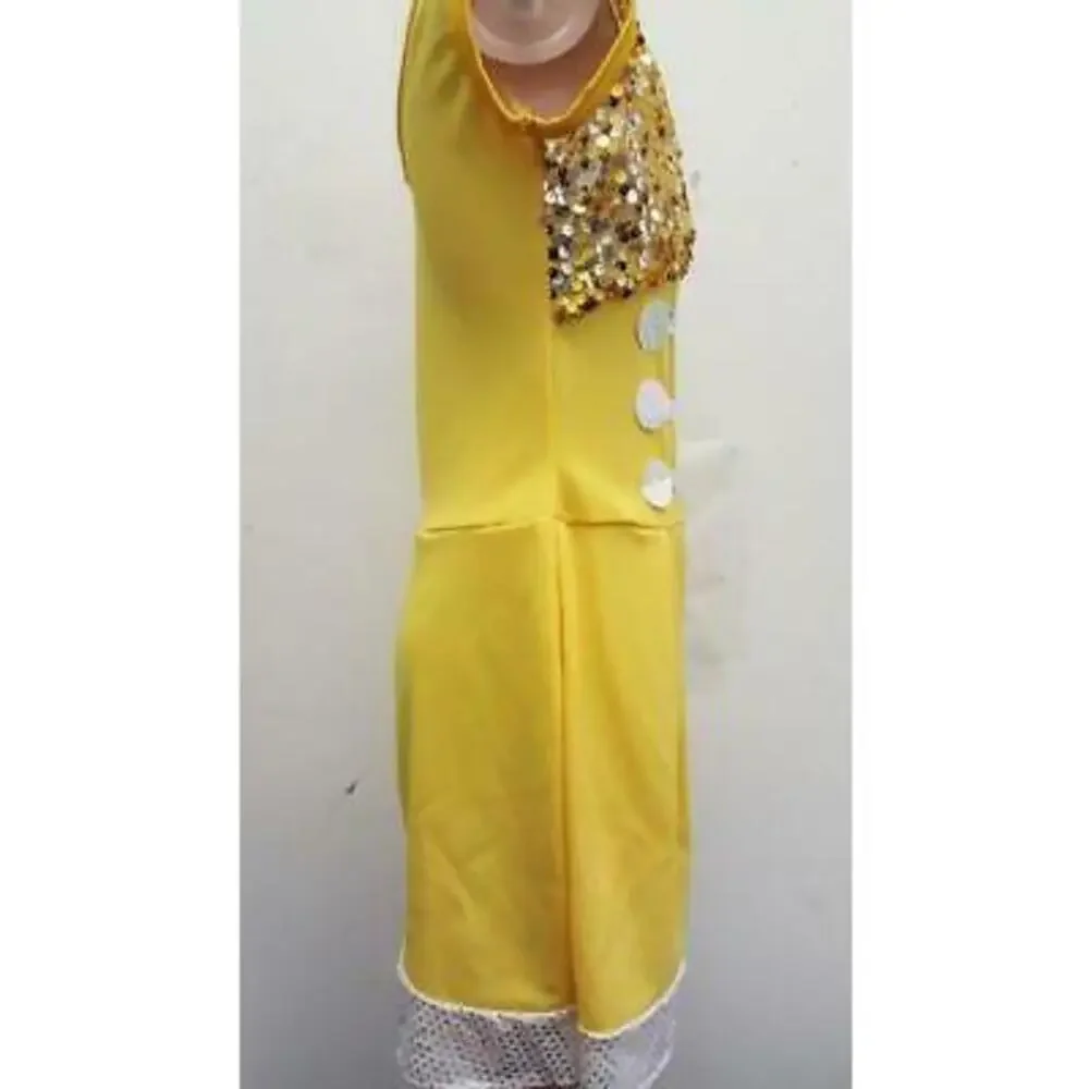Pre-Owned Dance Costume Curtain Call  XL Child Yellow Tap Sequin